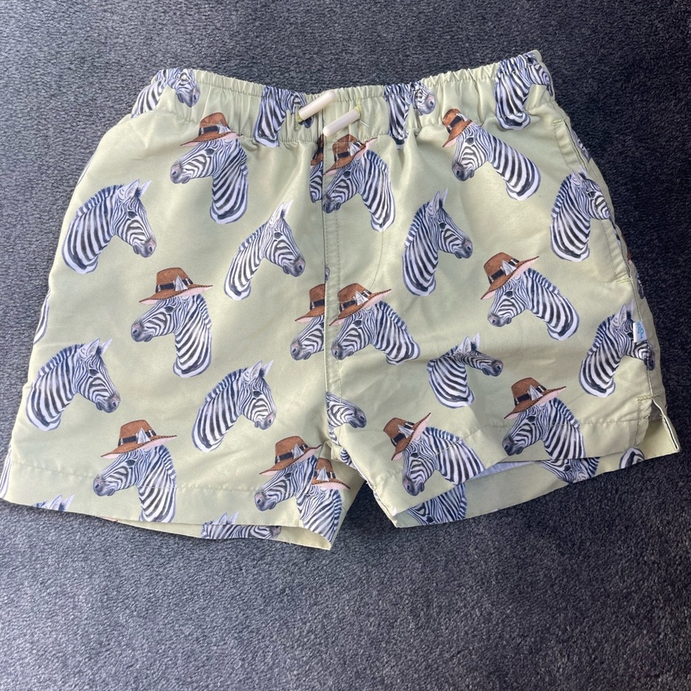 Posh Peanut Green and White Flat Front Shorts